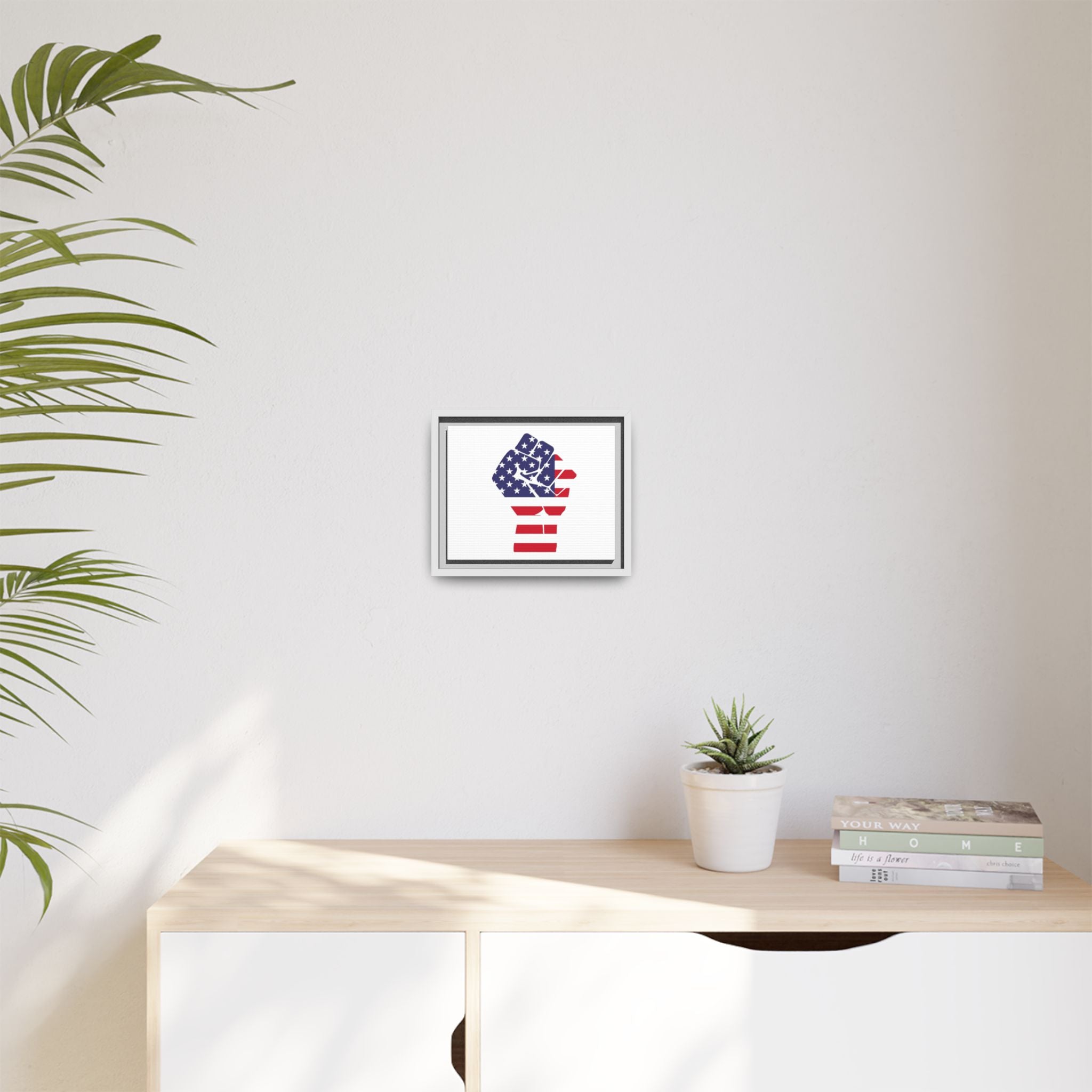 Framed Canvas Print – American Flag Fist Wall Art