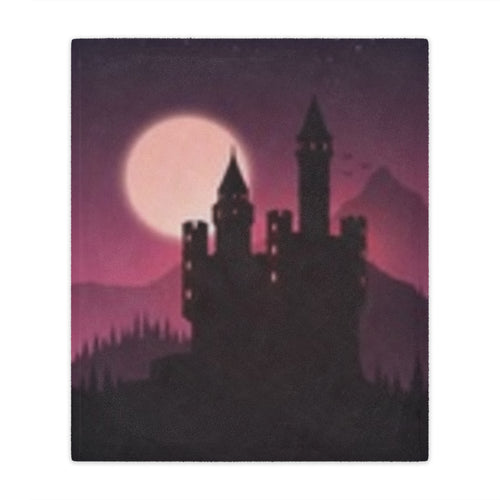 Castle Moon Minky Blanket — Gothic Moonlit Castle Throw for Cozy Nights