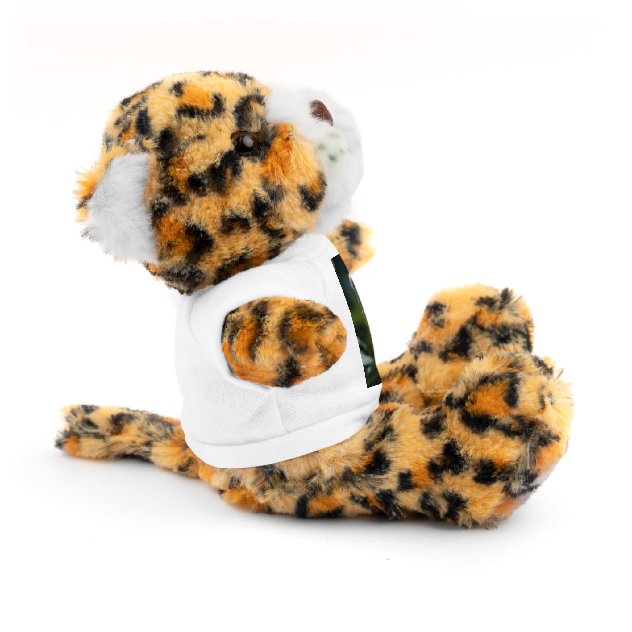 Plush Teddy Bear with Leopard Cub Tee — Cute Animal Gift for Kids & Wildlife Lovers