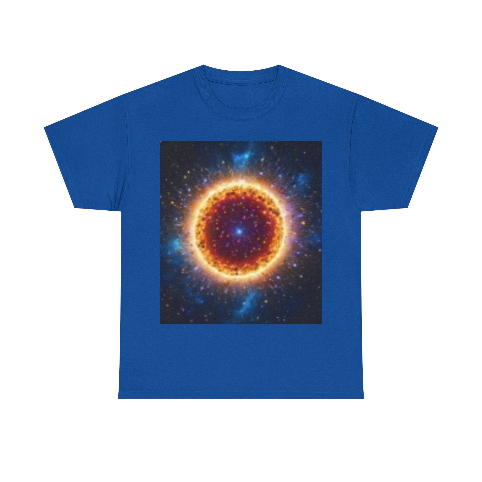 Cosmic Fire Halo Tee — Galaxy Sunburst Graphic T-Shirt