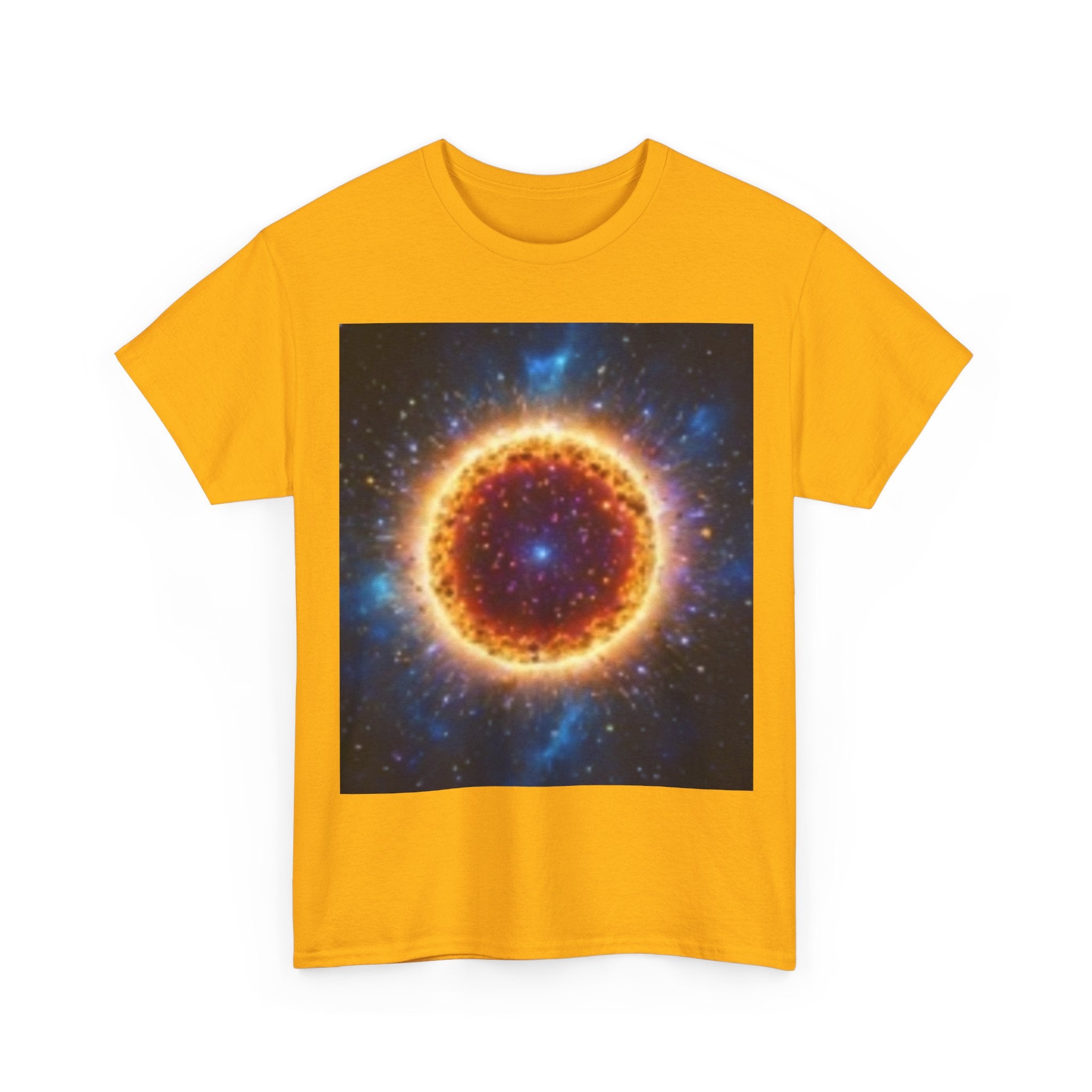 Cosmic Fire Halo Tee — Galaxy Sunburst Graphic T-Shirt