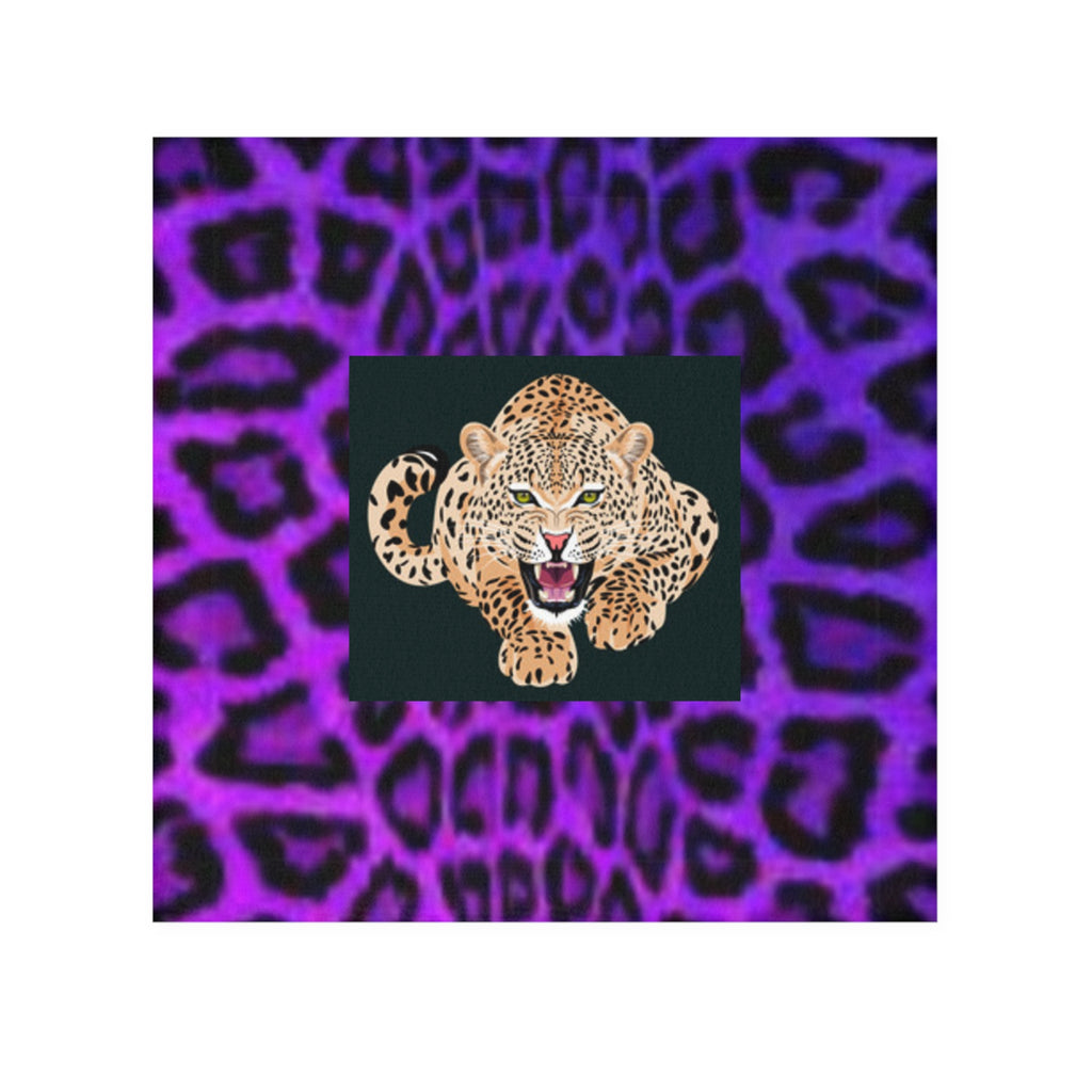 Leopard Face Towel — Purple Leopard Print Decorative Washcloth