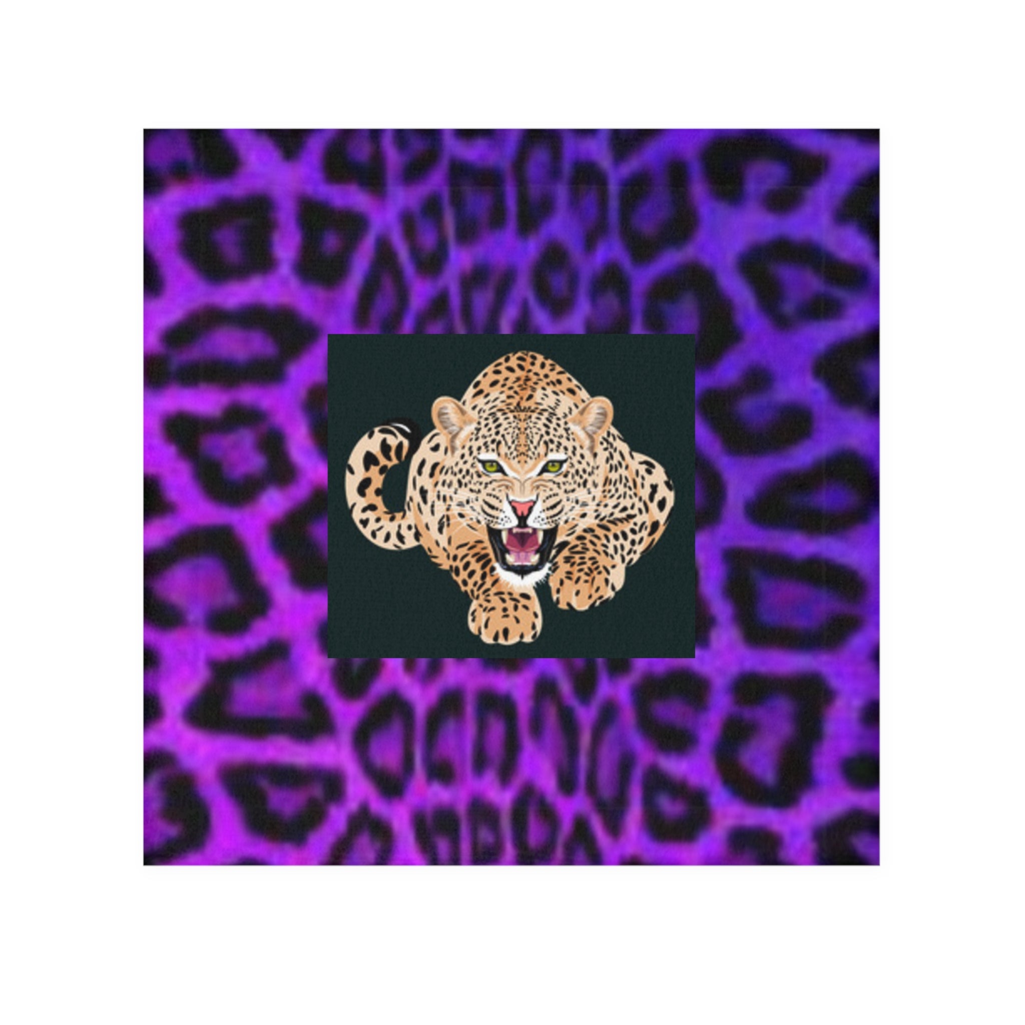 Leopard Face Towel — Purple Leopard Print Decorative Washcloth