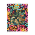 Safari Jungle Velveteen Plush Blanket — Colorful Leopard & Tropical Bird Print