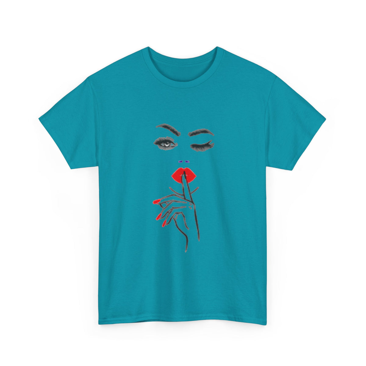 Wink & Shh Graphic Tee — Red Lips Fashion T-Shirt