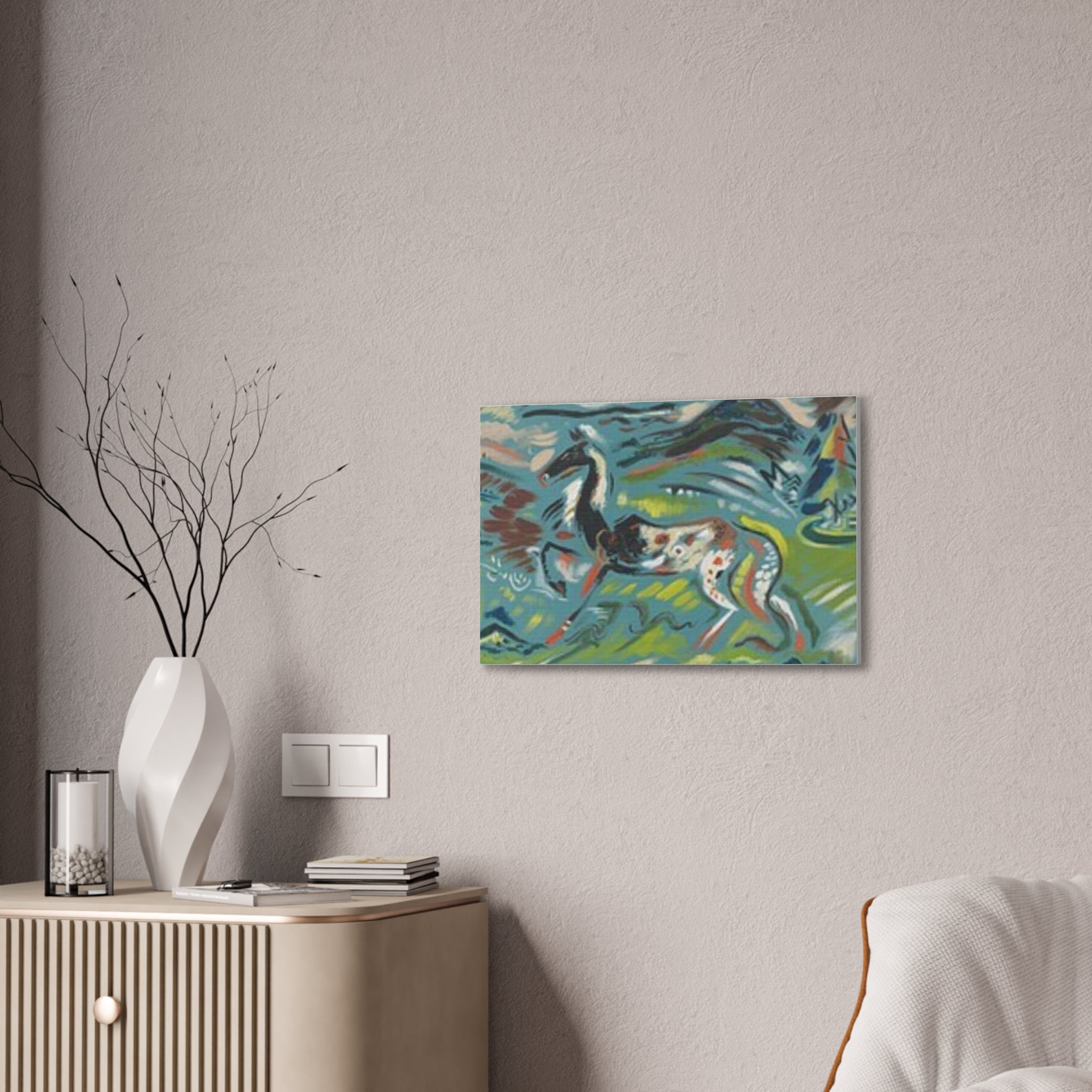 Abstract Horse Canvas Print — Colorful Surreal Animal Art on Stretched Canvas