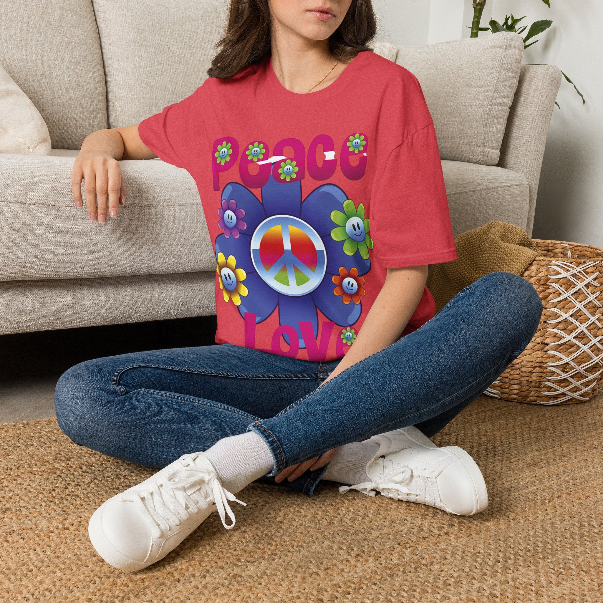 Peace & Love Retro Flower T-Shirt