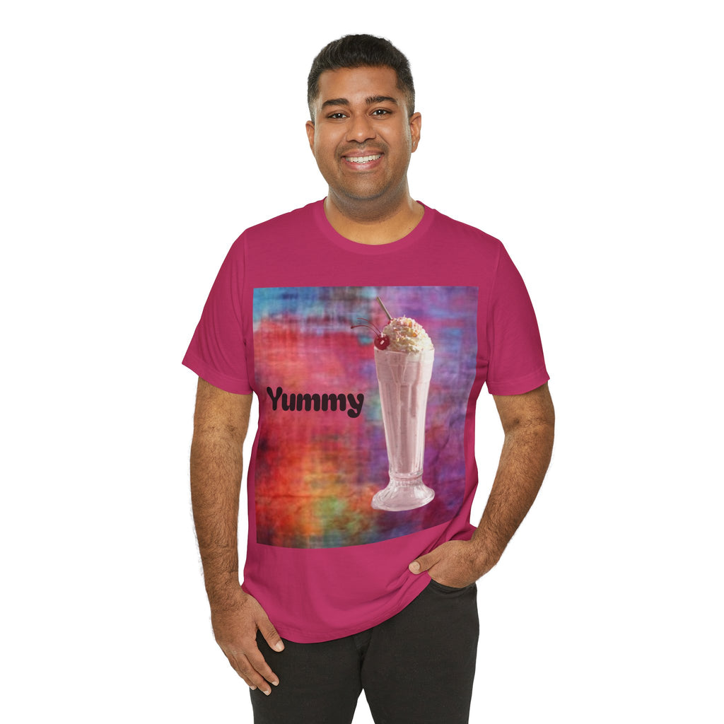 Yummy Strawberry Milkshake Tee - Retro Colorful Ice Cream Soda Graphic T-Shirt