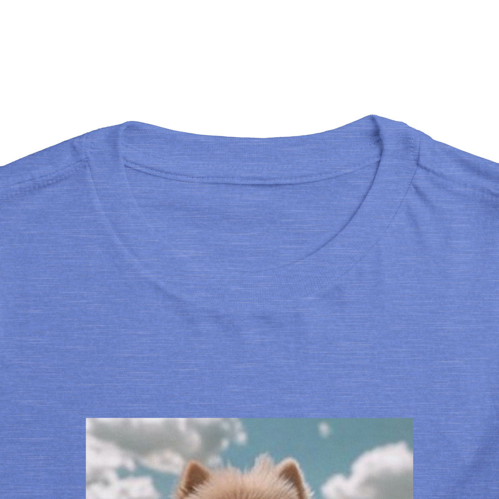 Toddler Tee — Happy Pomeranian Puppy in Dandelion Field