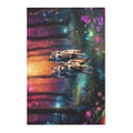 Wolf Forest Area Rug — Colorful Nightscape with Three  Wolves