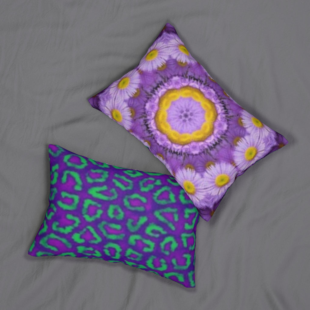 Purple Floral Kaleidoscope Lumbar Pillow