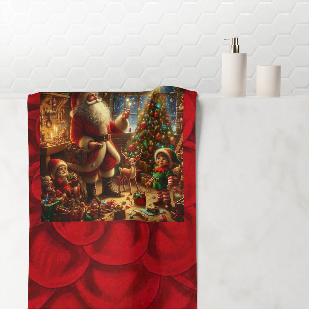 Christmas Santa Scene Mink-Cotton Towel