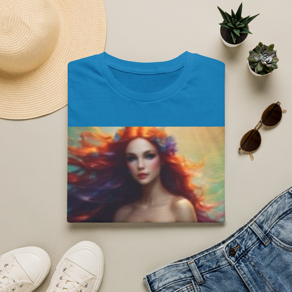 Mermaid Portrait T-Shirt — Artistic Red-Headed Siren Graphic Tee