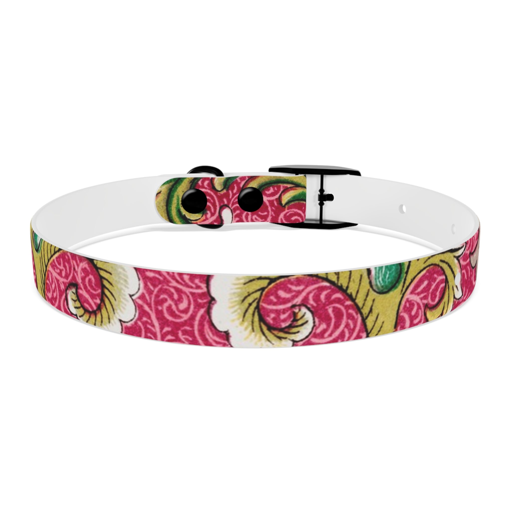 Floral Paisley Dog Collar — Pink Vintage Swirl Pattern