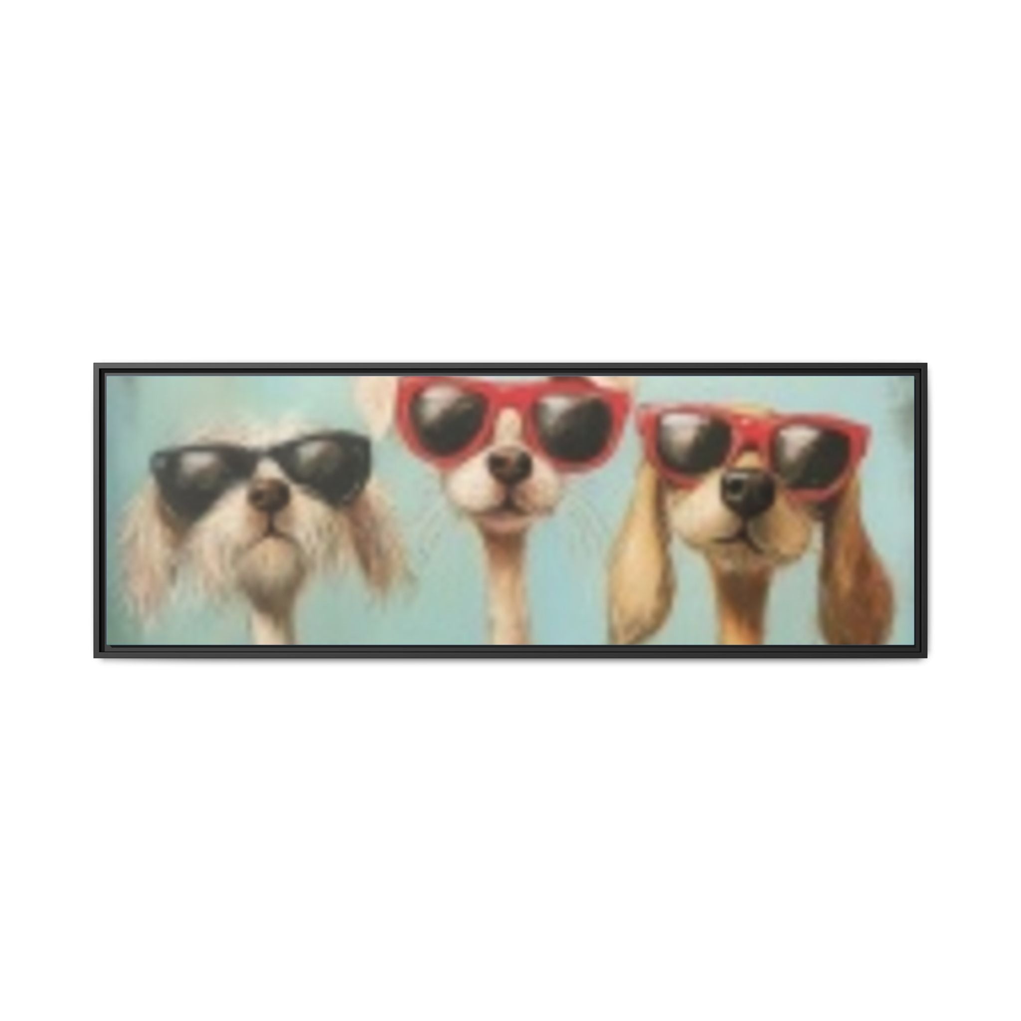 Framed Matte Canvas — Three Cool Dogs in Sunglasses Wall Art