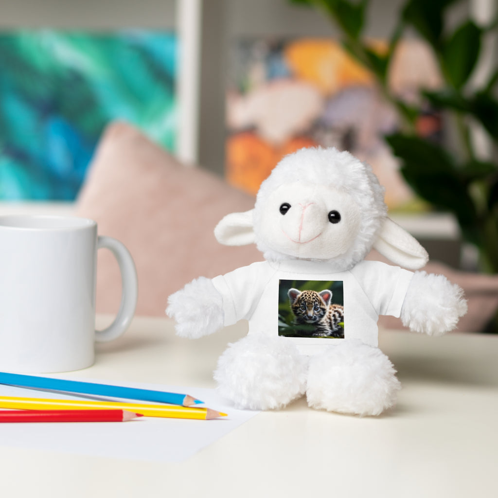Plush Teddy Bear with Leopard Cub Tee — Cute Animal Gift for Kids & Wildlife Lovers