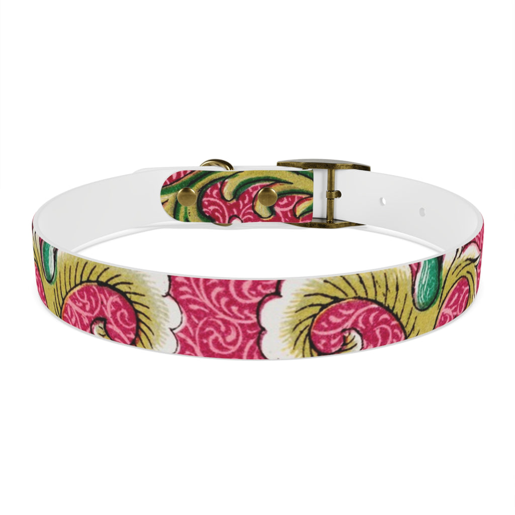 Floral Paisley Dog Collar — Pink Vintage Swirl Pattern