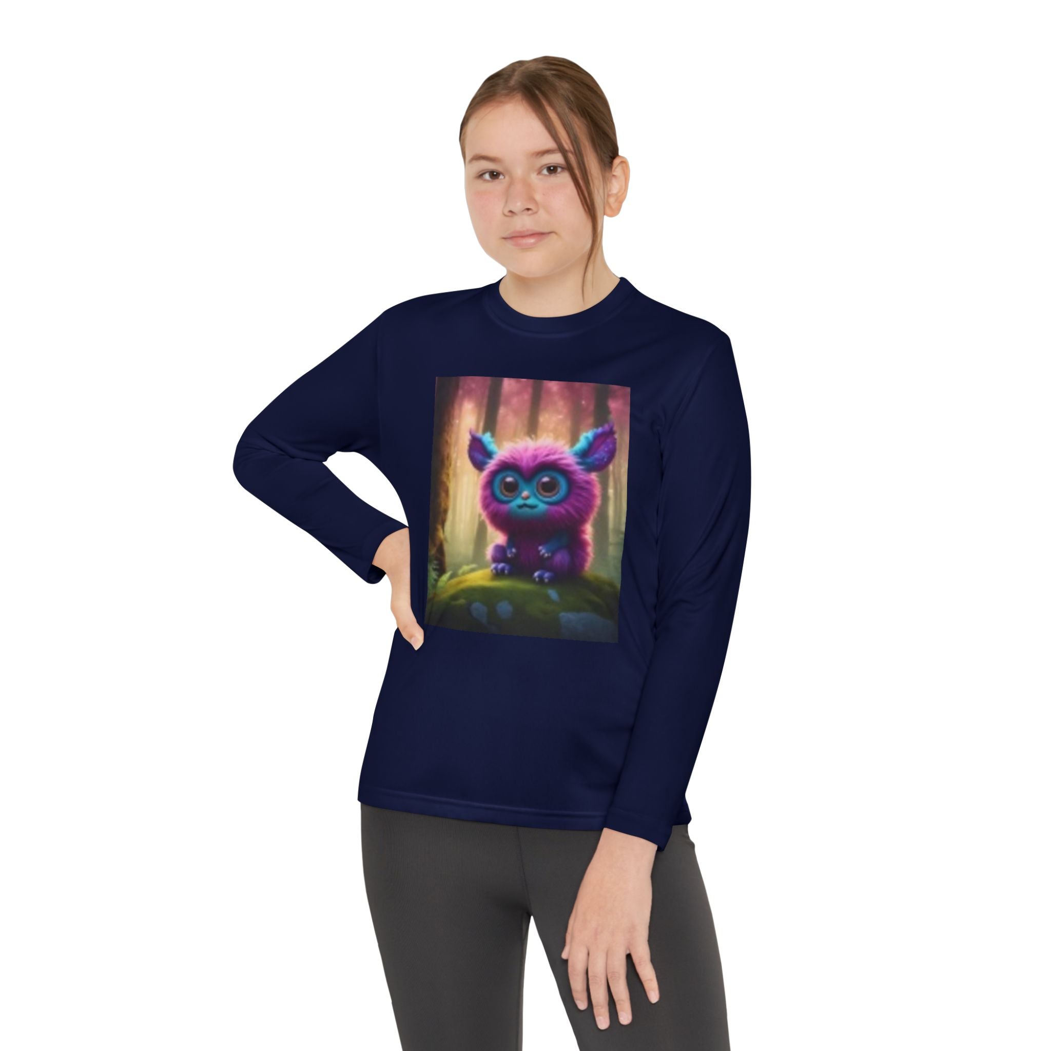 Youth Long Sleeve Tee – Cute Neon Forest Creature Graphic