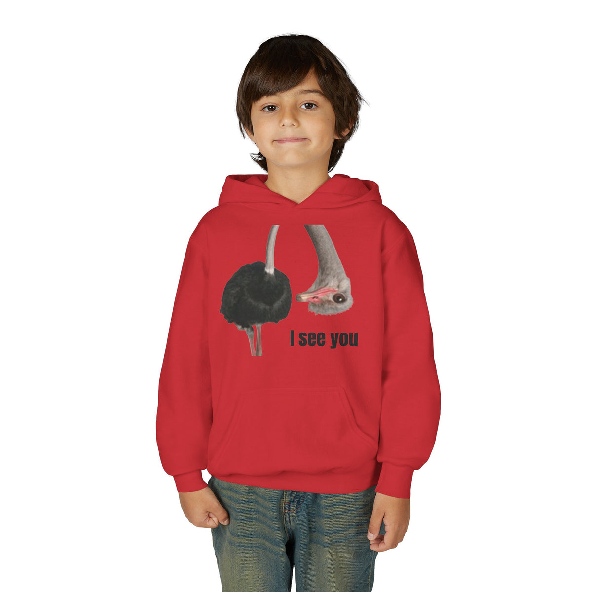 Youth Hoodie – Cute Ostrich I See You Pullover