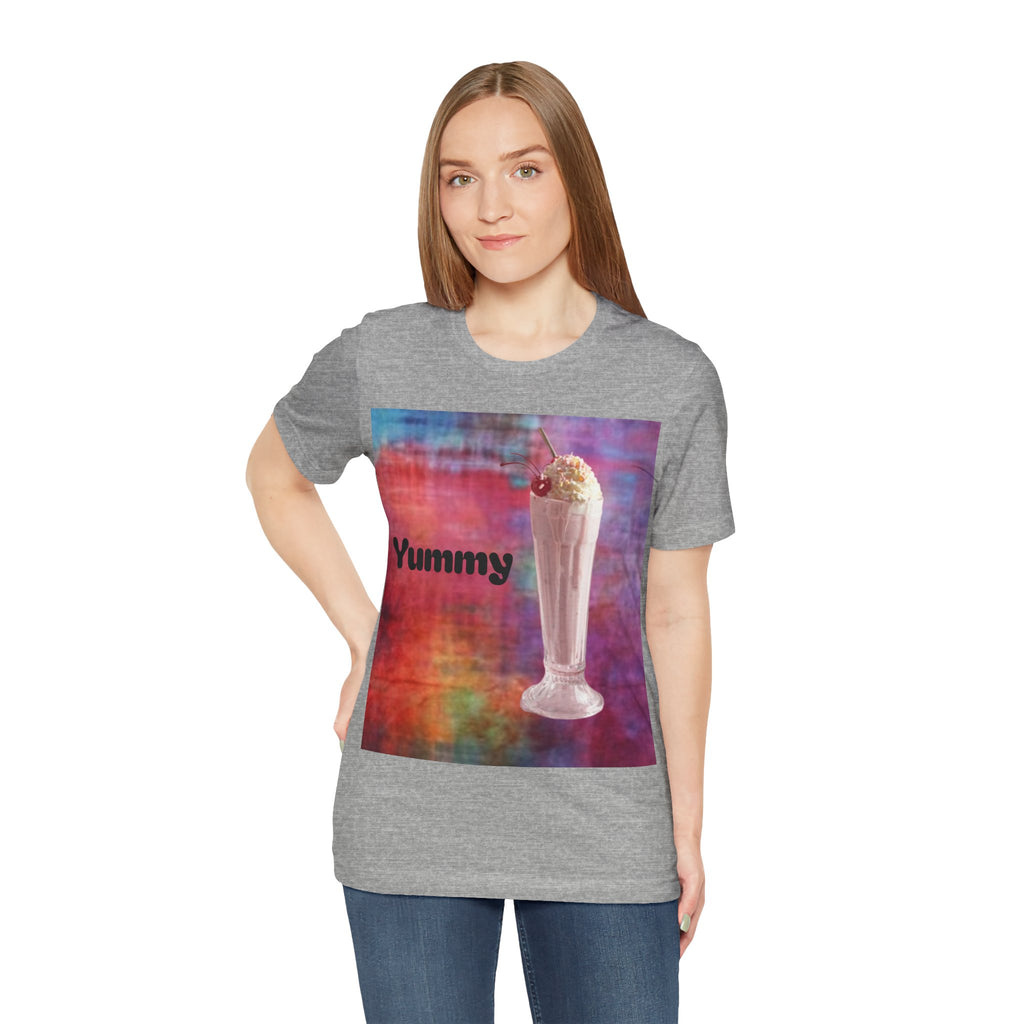 Yummy Strawberry Milkshake Tee - Retro Colorful Ice Cream Soda Graphic T-Shirt