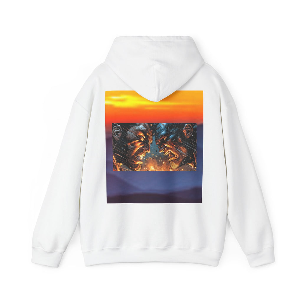 Marijuana Leaf Hoodie with Two Men Angry — Casual Streetwear Pullover