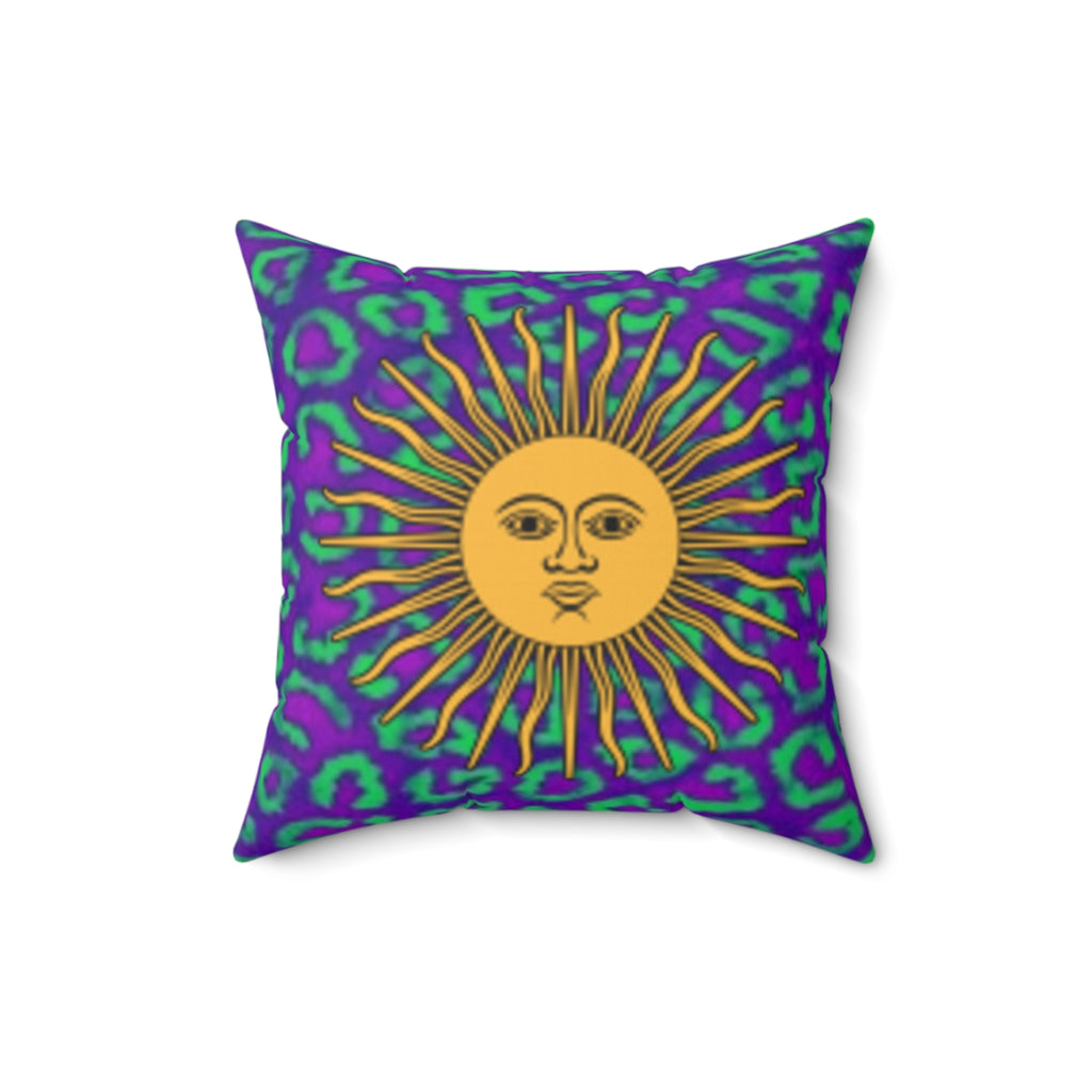 Decorative Throw Pillow — Fox & Sun Patterned Floral & Animal Print Square Accent Cushion