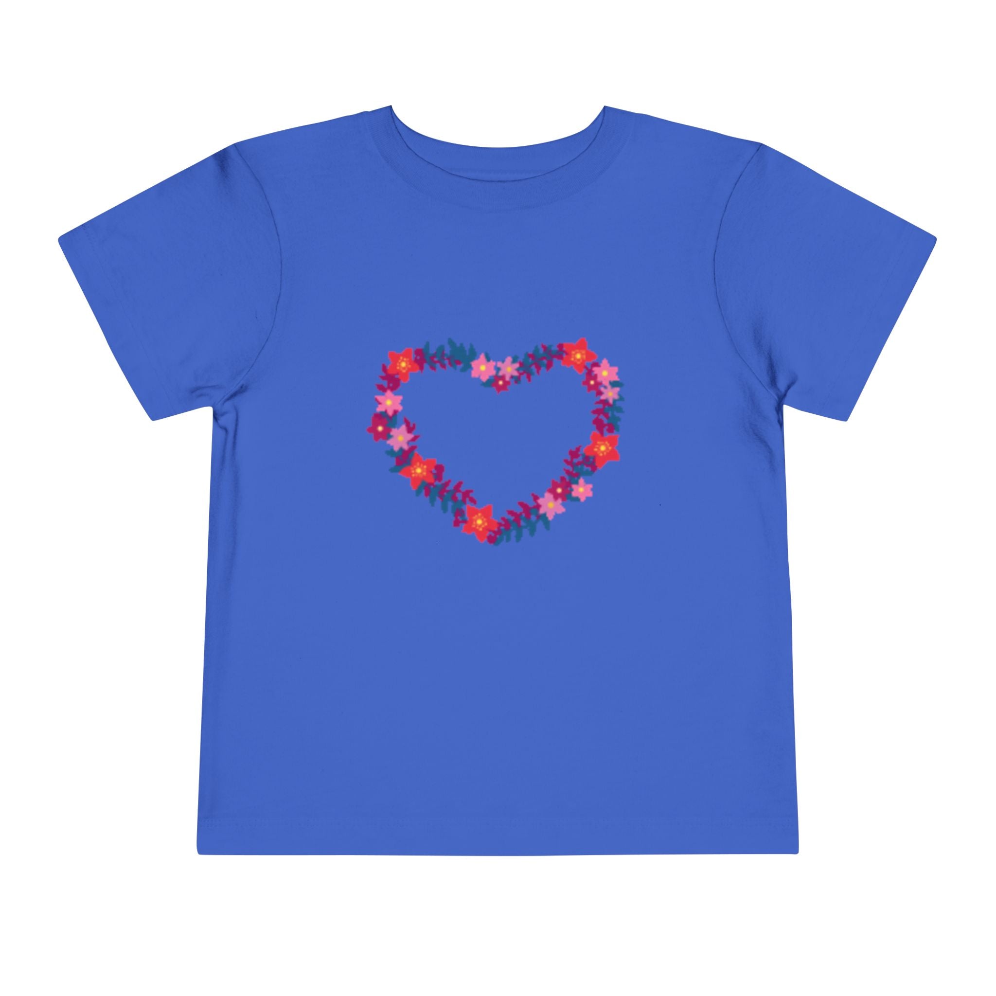 Toddler Tee — Floral Heart Graphic Kids' Short Sleeve Shirt