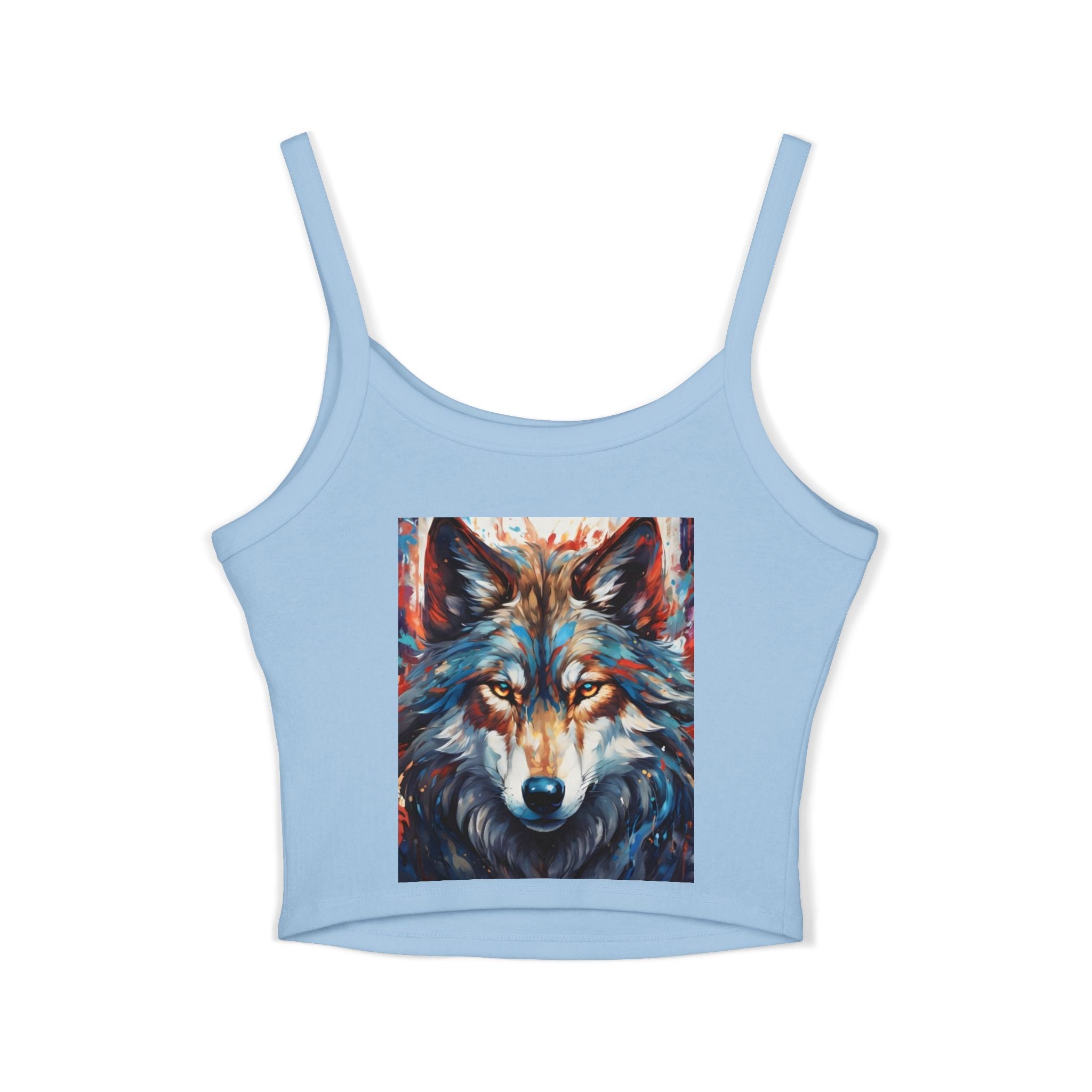 Wolf Spirit Crop Tank — Boho Native-Inspired Women's Spaghetti Strap Top