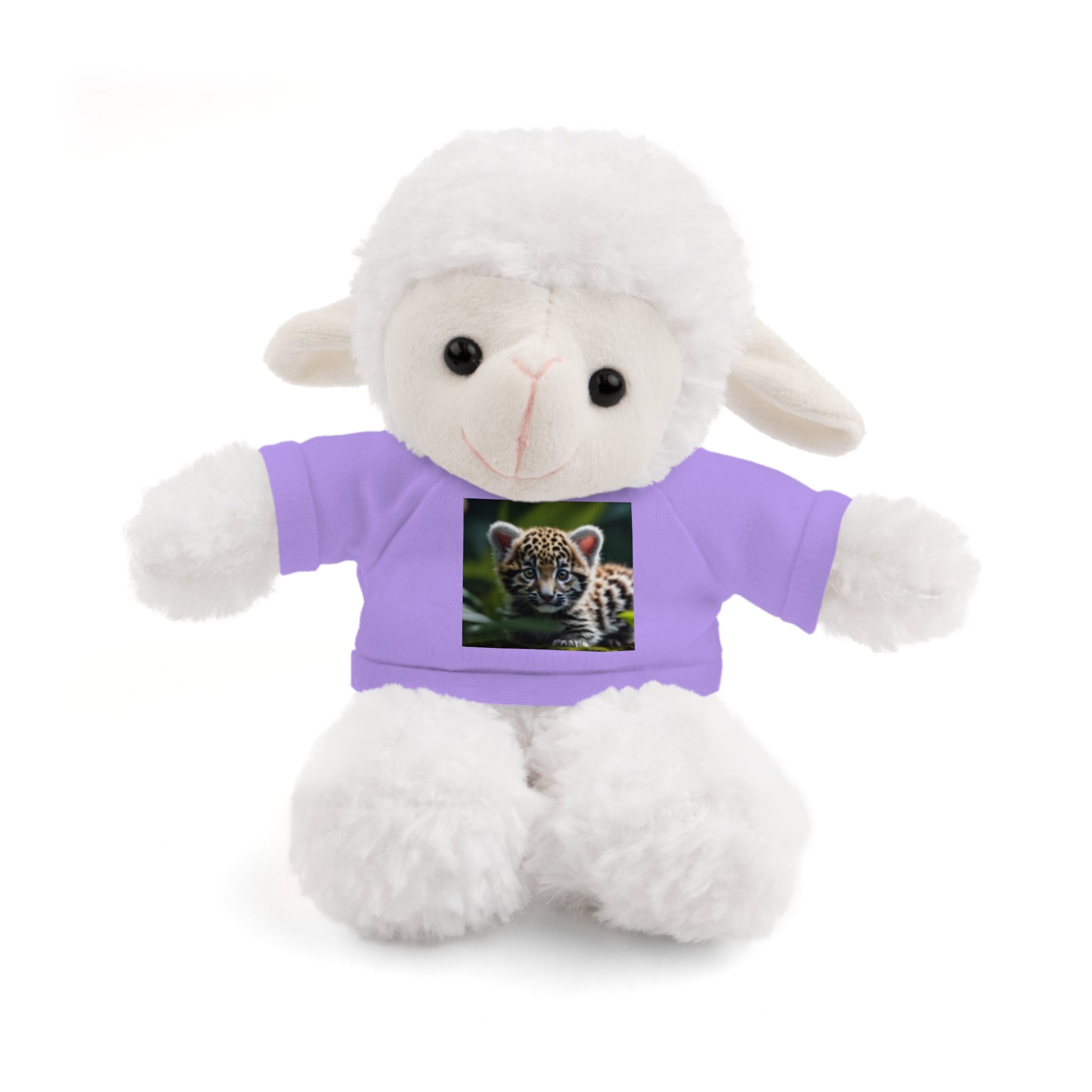 Plush Teddy Bear with Leopard Cub Tee — Cute Animal Gift for Kids & Wildlife Lovers