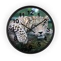 Leopard Wall Clock — Relaxed Wild Cat Photo Clock for Safari-Lodge Decor