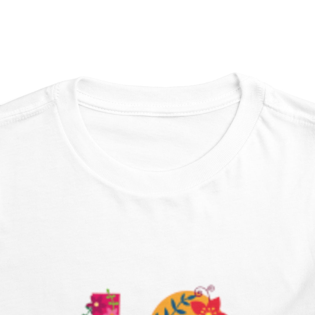 LOVE Floral Toddler T-shirt — Colorful Heart Handprint Kids Shirt