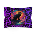 Pillow Sham - Mystic Black Cat Sunrise with Purple Leopard Border