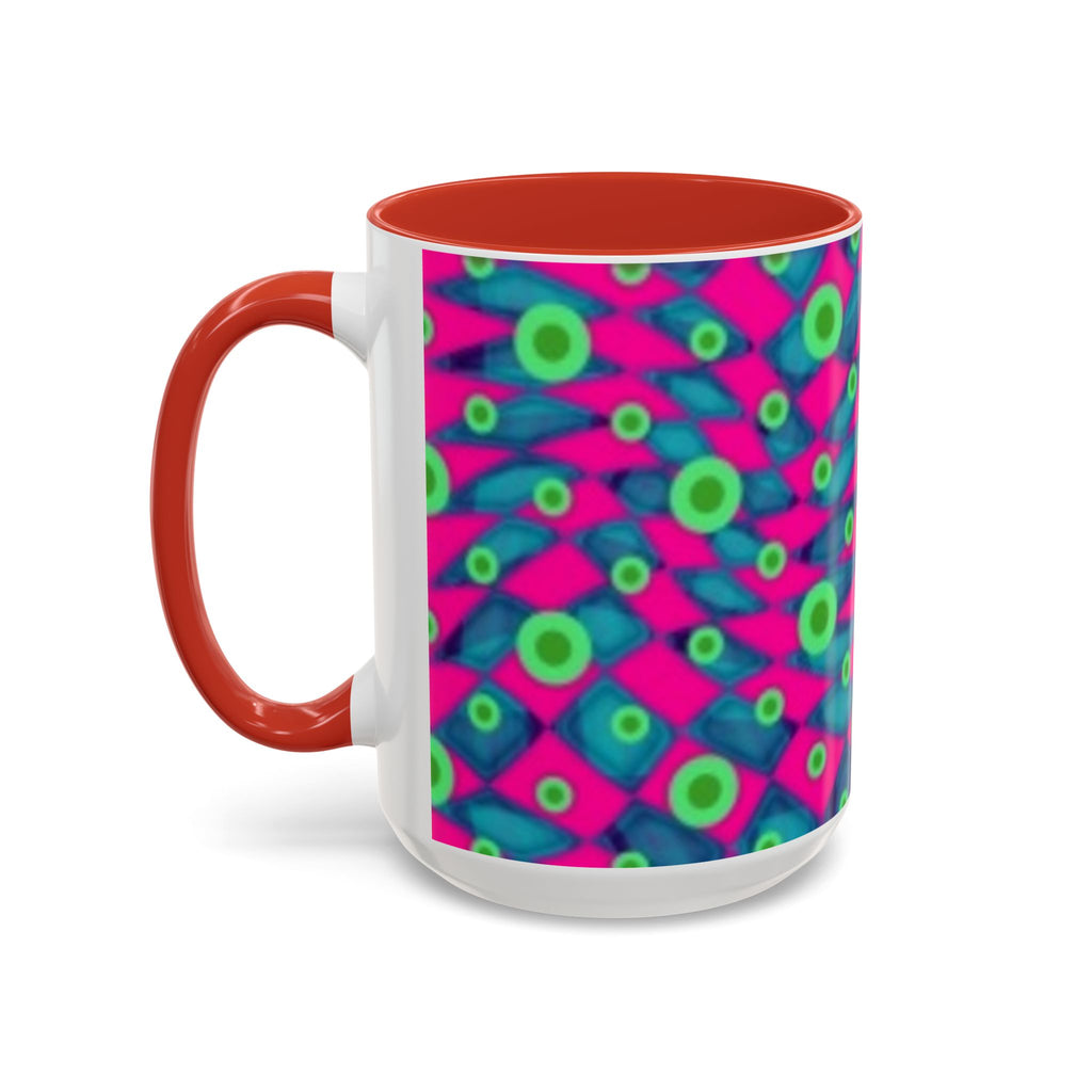 Abstract Neon Pattern Coffee Mug — Vibrant Retro Geometric Accent Mug (11/15oz)