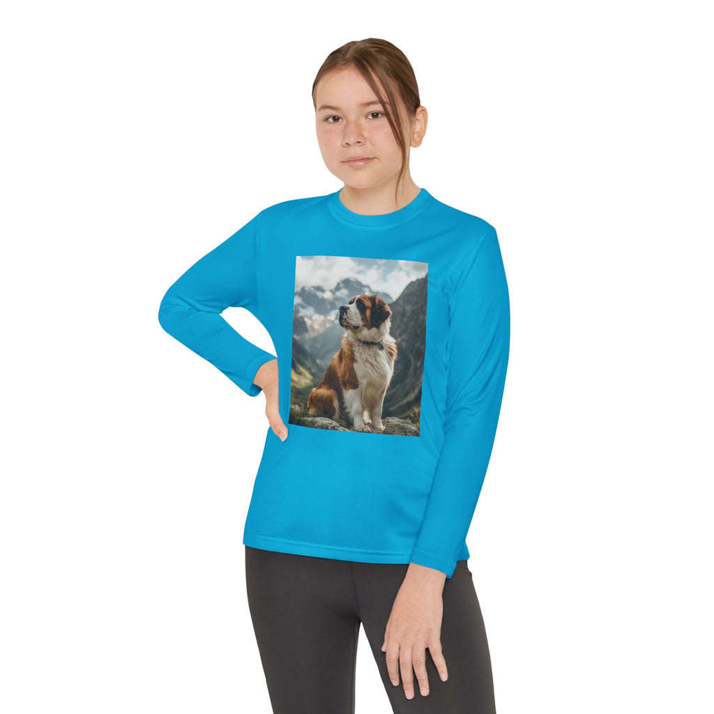 Youth Long Sleeve Tee — St. Bernard Mountain Dog Print