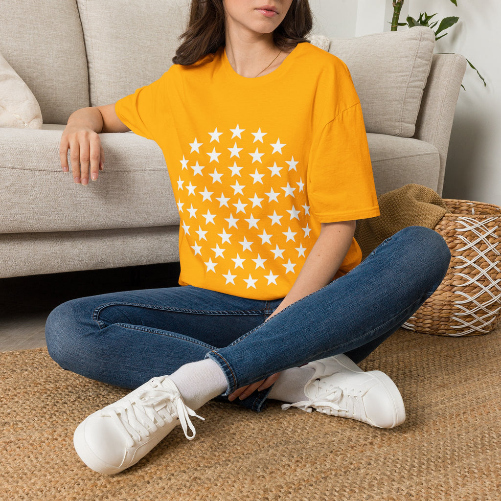 Racing Car Love Racing Patriotic Starburst Pocket T-Shirt – Blue Stars Chest Print