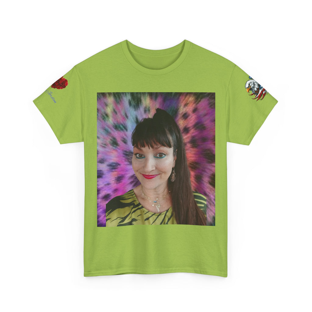 Mary Jordan Colorful Animal Print Patriotic Heart T-shirt