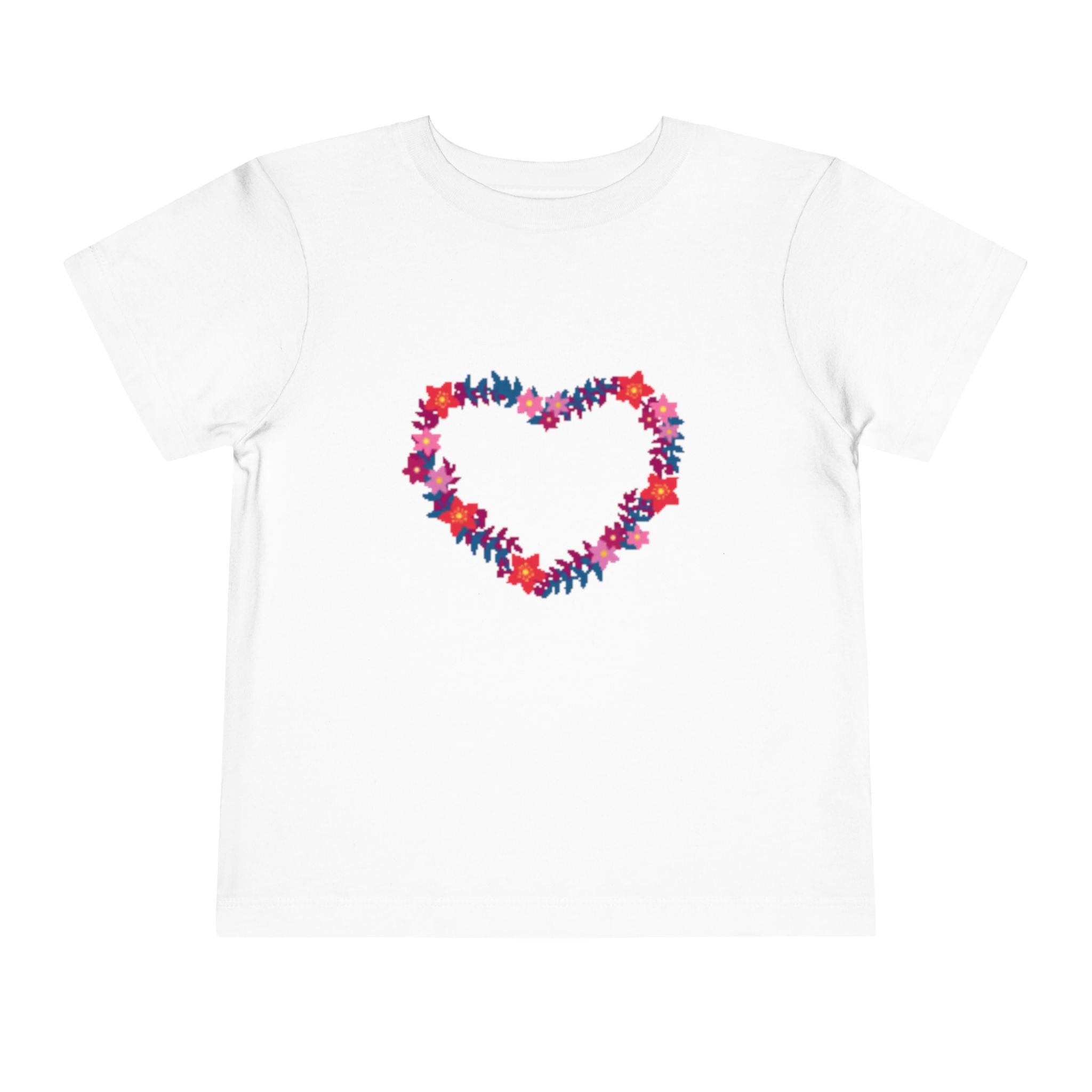 Toddler Tee — Floral Heart Graphic Kids' Short Sleeve Shirt