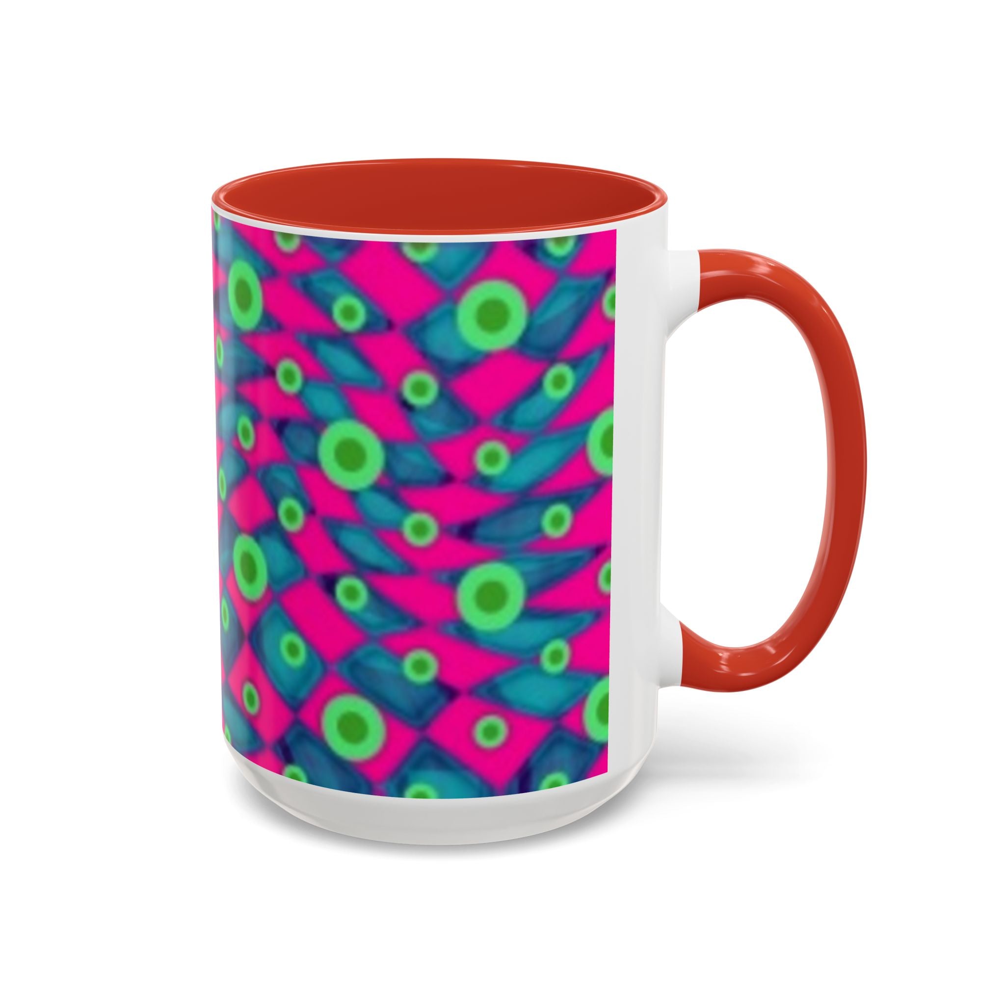 Abstract Neon Pattern Coffee Mug — Vibrant Retro Geometric Accent Mug (11/15oz)