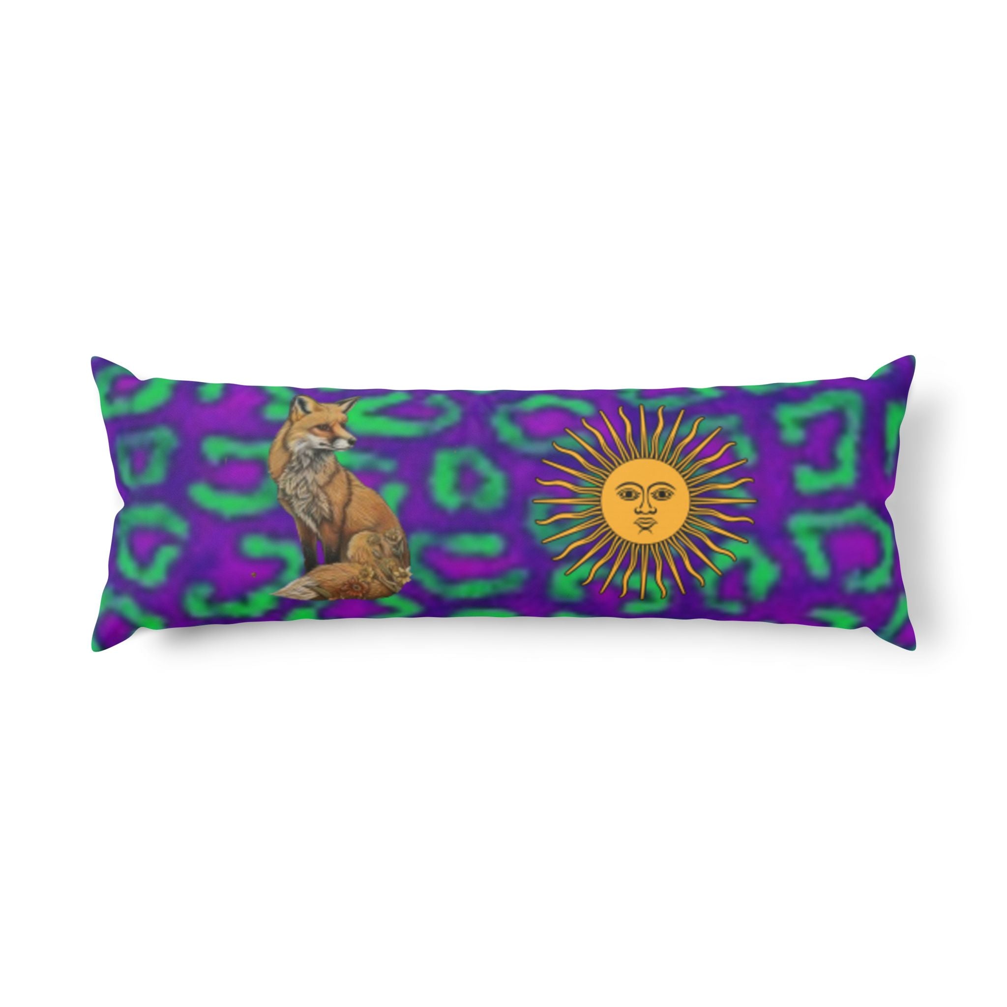 Boho Fox & Sun Body Pillow — Celestial Fox Lumbar Pillow