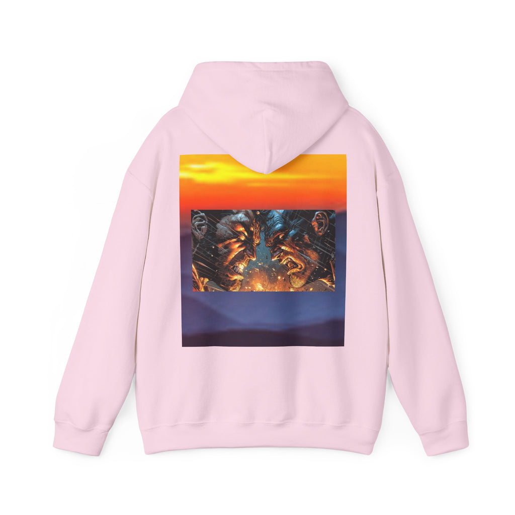 Marijuana Leaf Hoodie with Two Men Angry — Casual Streetwear Pullover