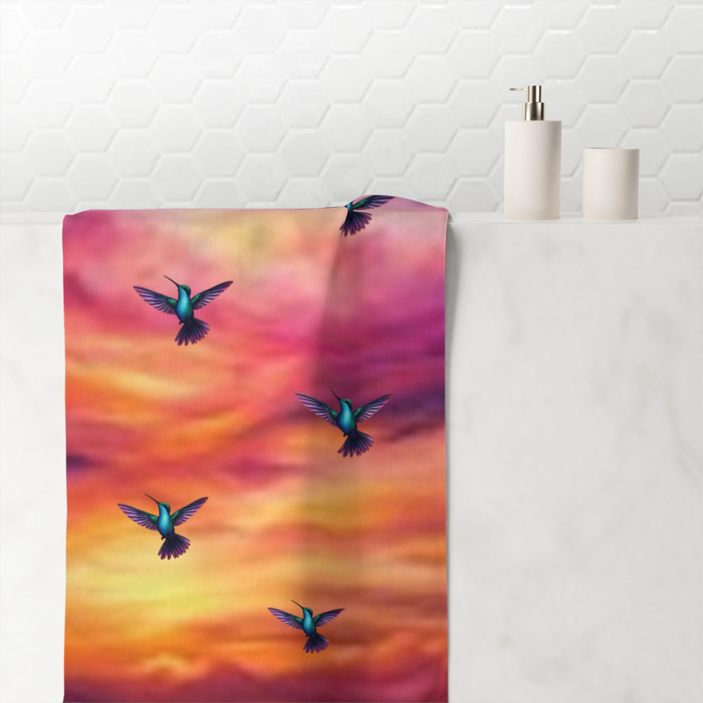 Sunset Hummingbird Beach Towel