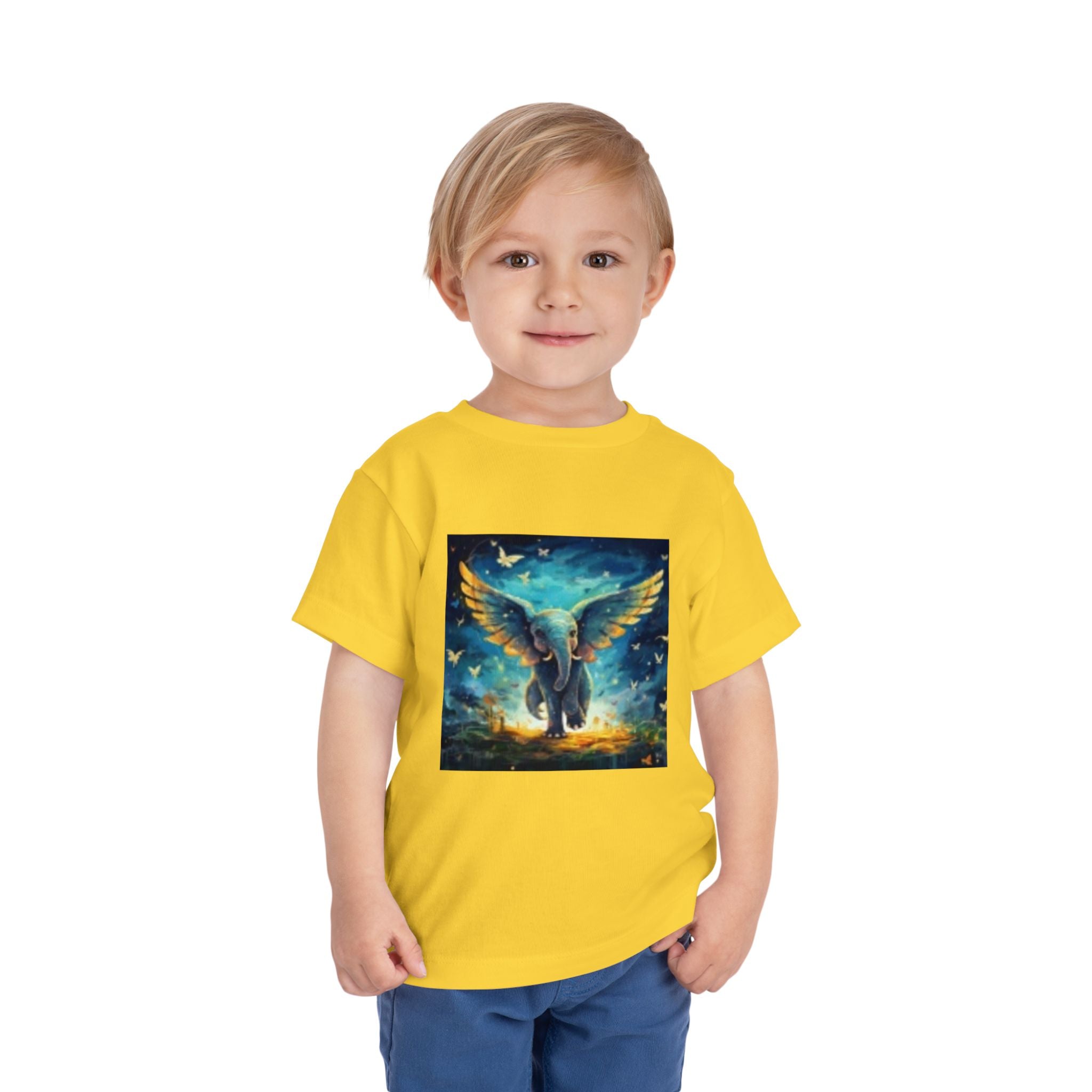Toddler Tee — Angelic Flying Elephant Graphic Kids Shirt
