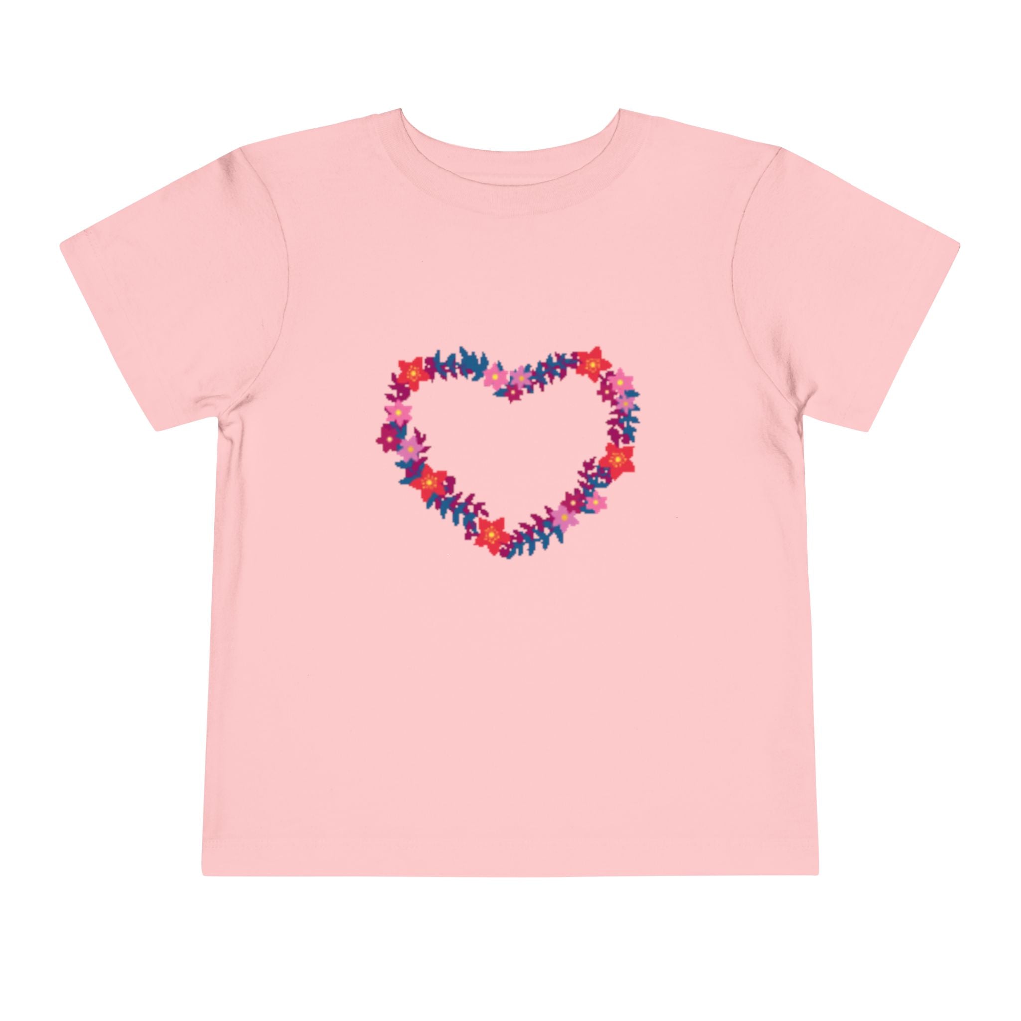 Toddler Tee — Floral Heart Graphic Kids' Short Sleeve Shirt