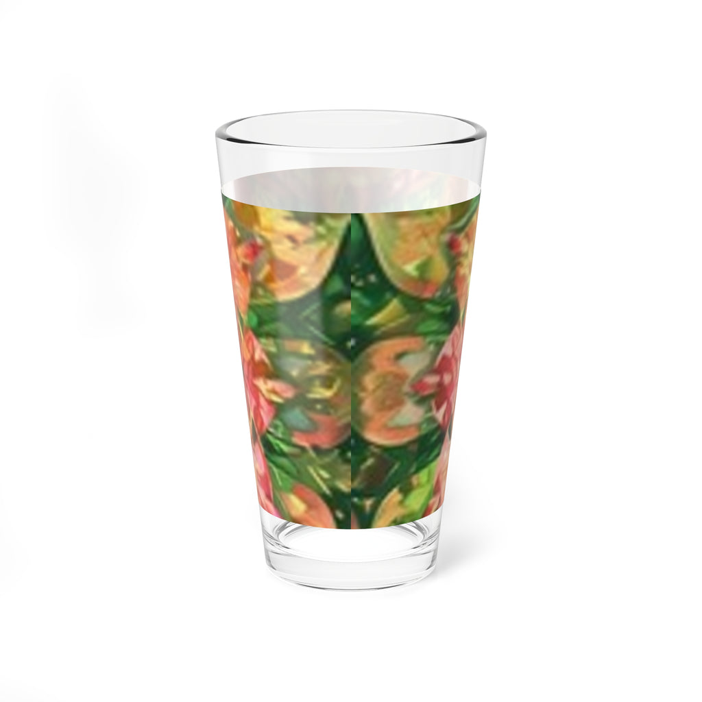 16oz Floral Kaleidoscope Mixing Glass – Vibrant Botanical Cocktail Pint