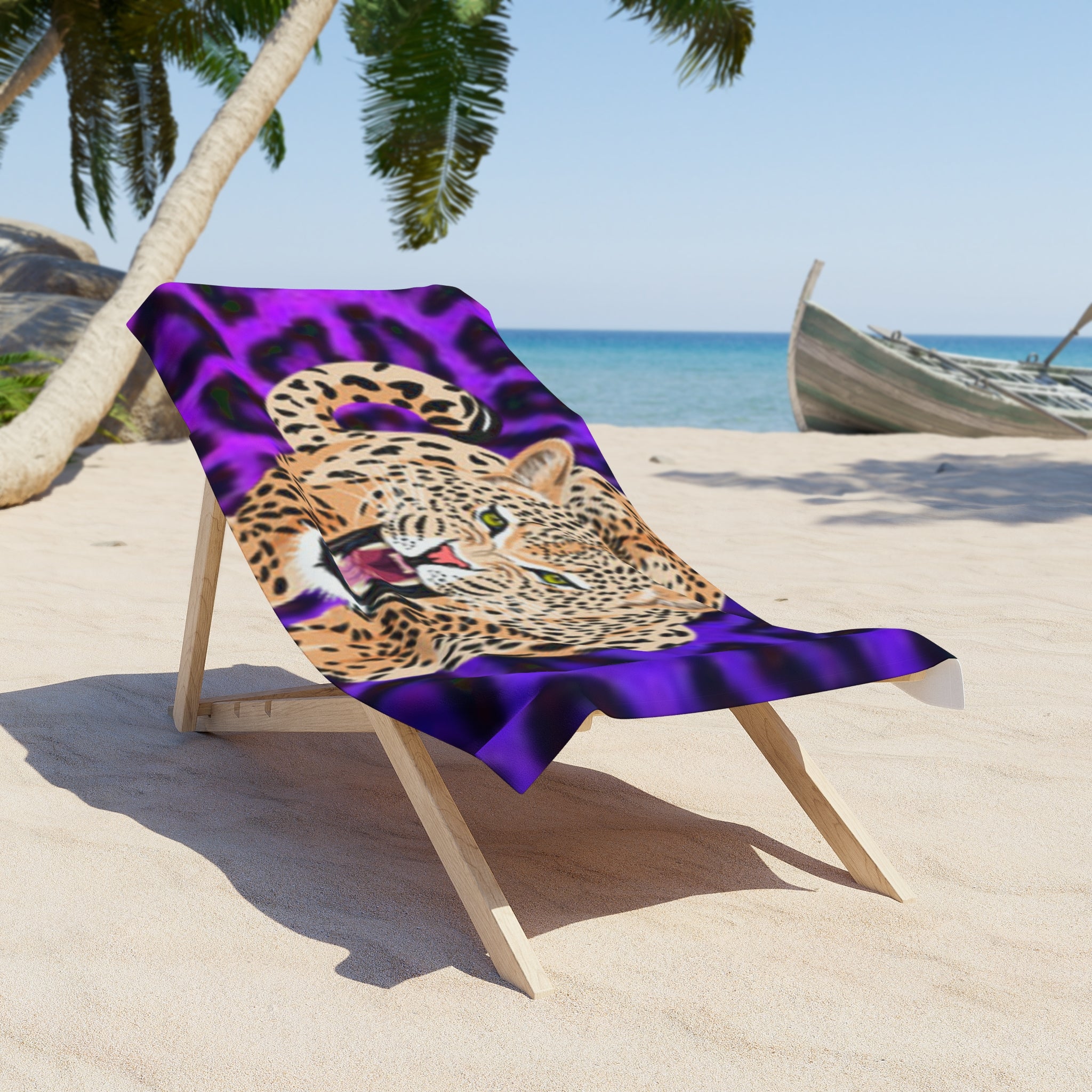 Leopard Purple Animal Print Beach Towel