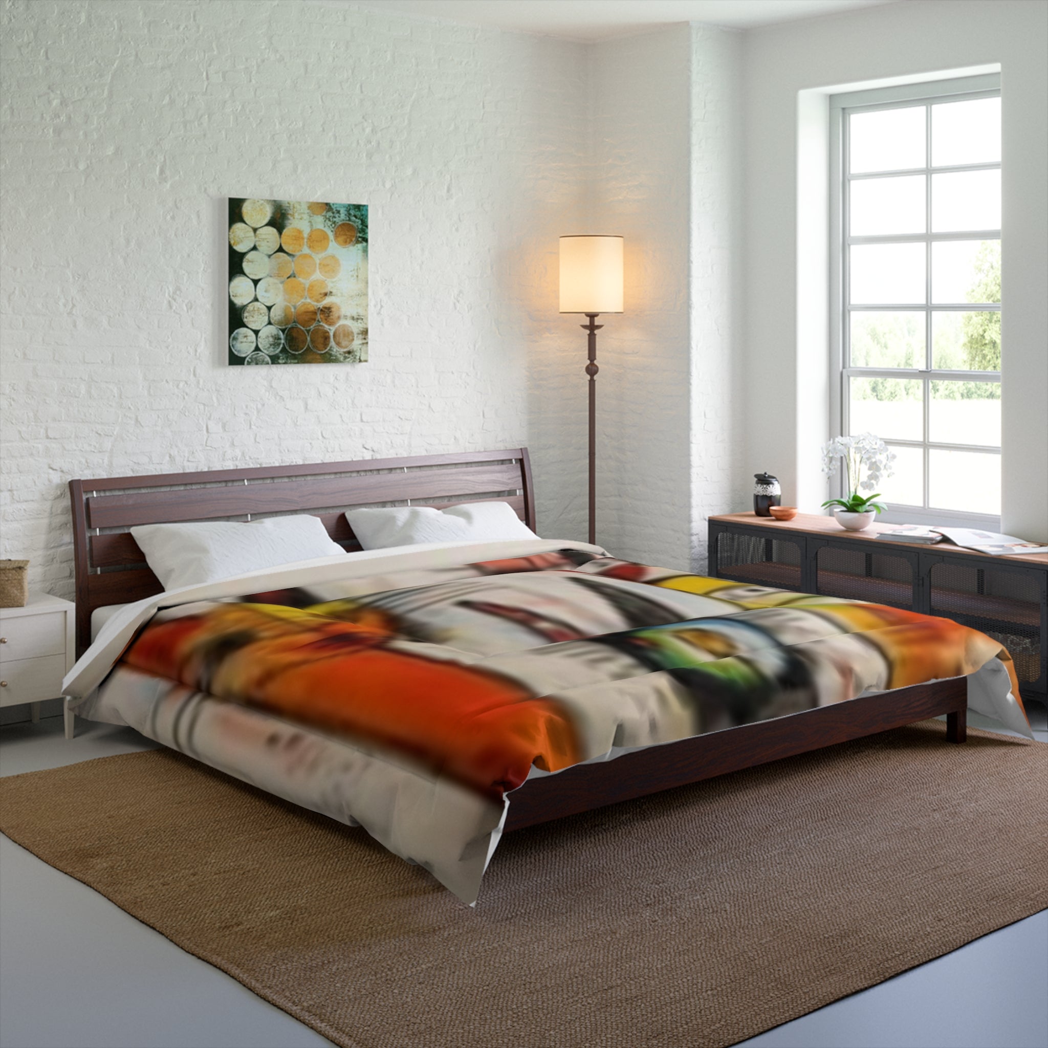 Colorful Abstract Cats Comforter — Modern Artistic Cat Bedding