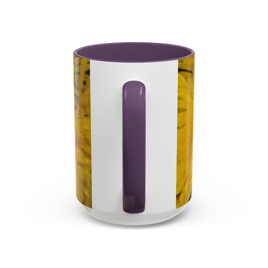 Yellow Chrysanthemum Accent Coffee Mug — Floral 11/15oz Tea Cup