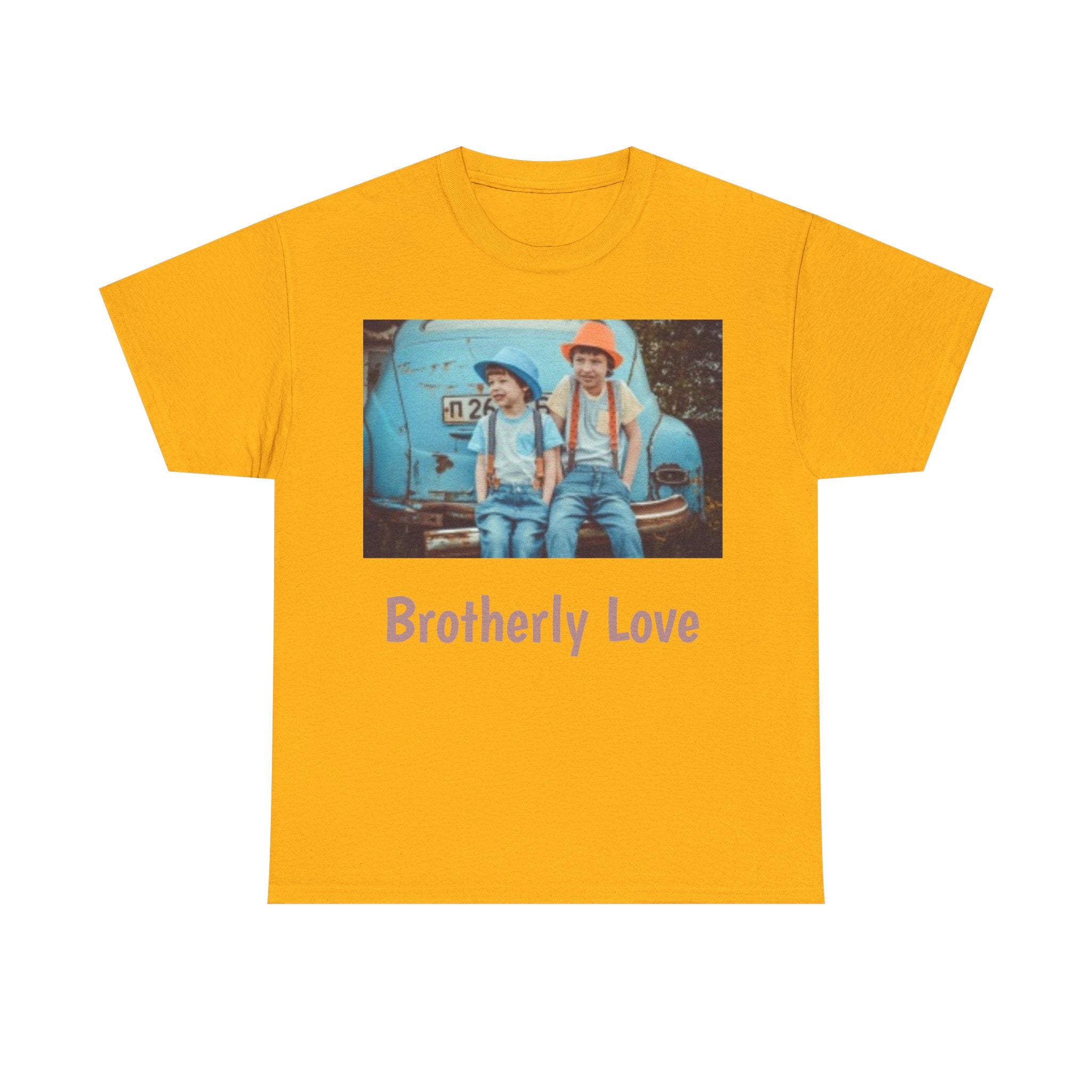 Vintage Kids Photo Tee – Retro Brothers Sitting by Classic Car