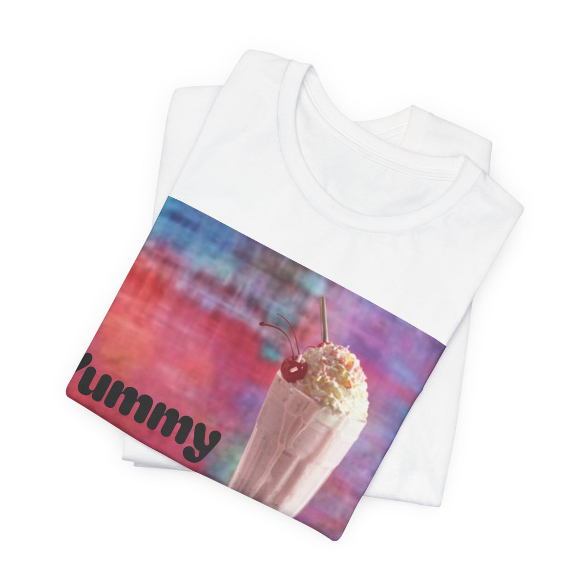Yummy Strawberry Milkshake Tee - Retro Colorful Ice Cream Soda Graphic T-Shirt