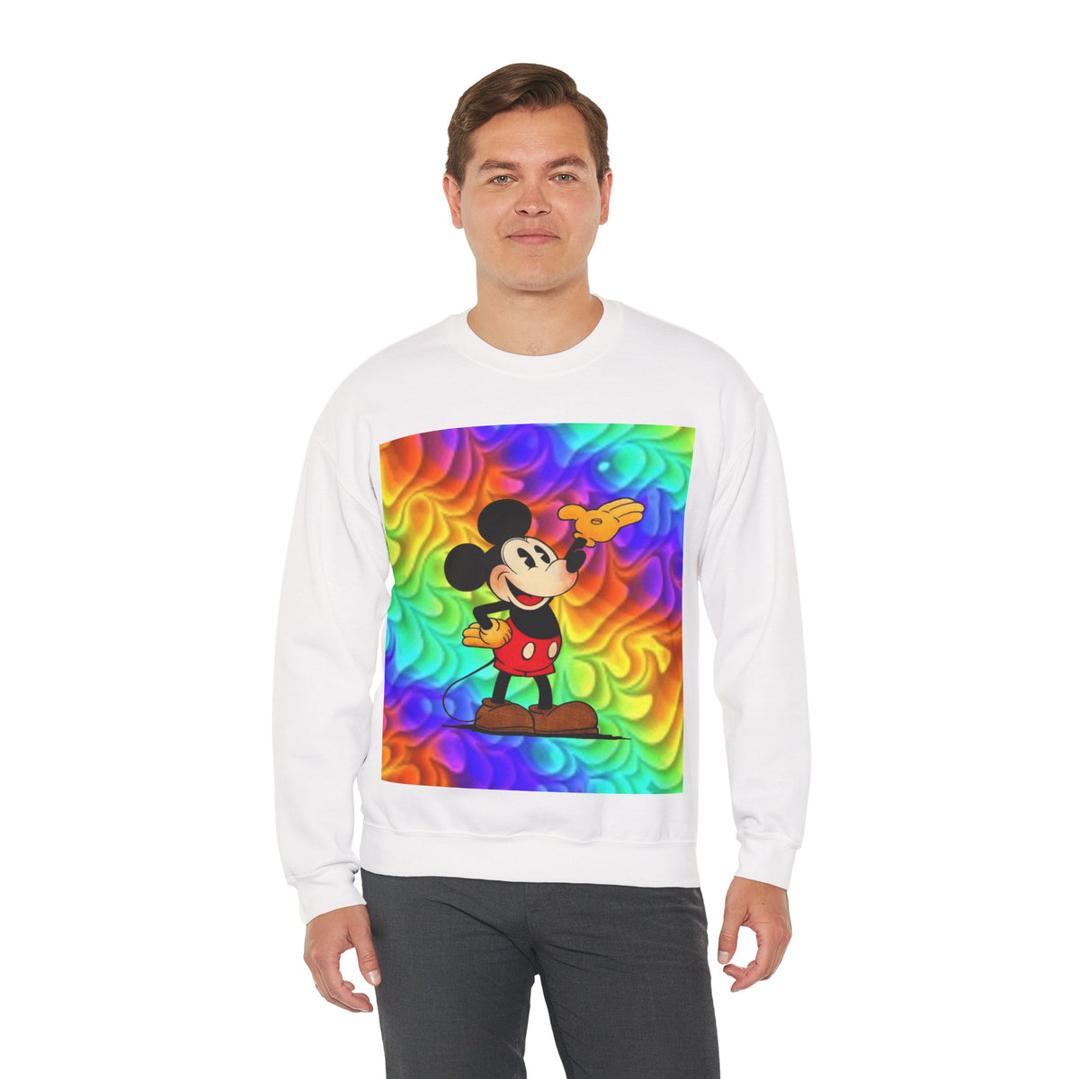 Mickey Mouse Rainbow Colors Unisex Heavy Blend Crewneck Sweatshirt